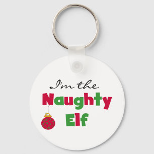 Naughty Elf T - Shirt und Geschenke Schlüsselanhänger
