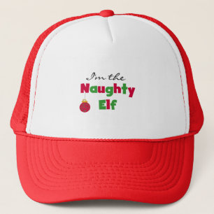 Naughty Elf T - Shirt und Geschenke Truckerkappe