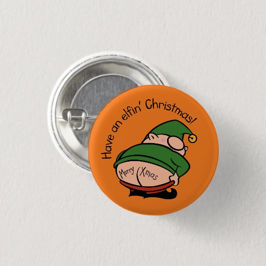 Naughty Elves Chefweihnachtsfest Abzeichen Button (Vorne & Hinten)