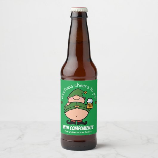 Naughty Elves Green Christmas Beer Label Bierflaschenetikett (Vorderseite)
