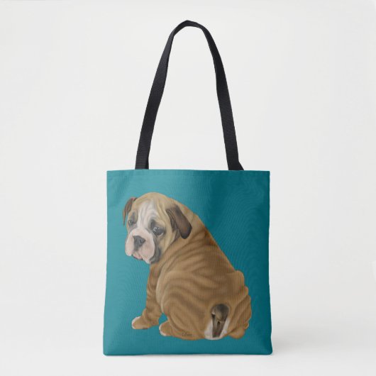 Naughty English Bulldog Puppy Tasche (Vorderseite)