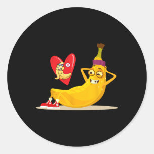 Naughty Fruit Funny Banana Doing Sit-up Crunch für Runder Aufkleber