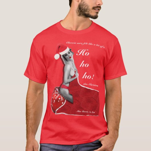 Naughty Fun Christmas Ho Pinup Mens Xmas T - Shirt (Vorderseite)