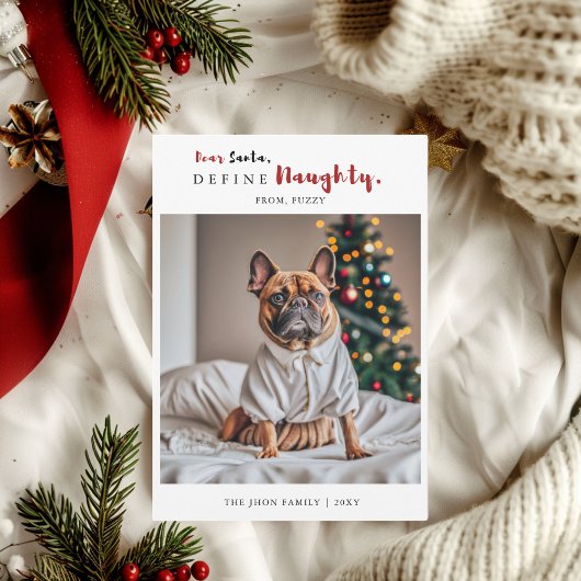 Naughty Funny Dog Foto Kalligrafie Weihnachten