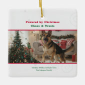 Naughty Funny Dog Pet Photo Christmas Holiday Keramikornament (Vorderseite)
