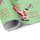 Naughty Girl Bad Santa Funny Joke Spaß Spaß Geschenkpapier (Rolleneckpunkt)