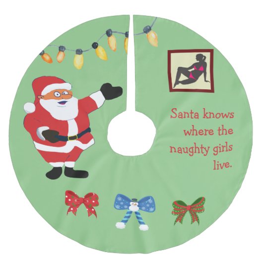 Naughty Girl Bad Santa Funny Joke Spaß Spaß Polyester Weihnachtsbaumdecke (Vorderseite)