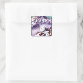 Naughty Gnomes machen Riesenschneeballplakat Quadratischer Aufkleber (Tasche)