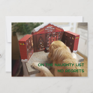 Naughty Golden Retriever No Regrets Weihnachtskart Feiertagskarte