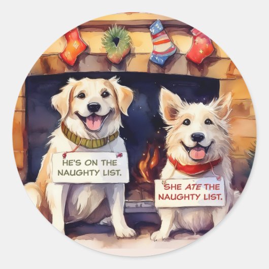 Naughty Hunde Weihnachts-Umschlag Aufkleber Sticke (Vorderseite)