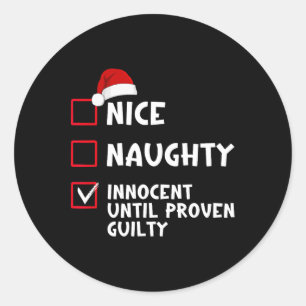 Naughty Innocent bis Proven Guilty List Christma Runder Aufkleber