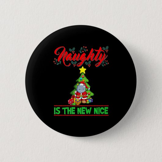 Naughty Is The New Nice Christmas Santa Xmas Premi Button (Vorderseite)