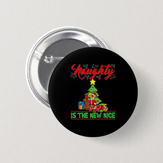 Naughty Is The New Nice Christmas Santa Xmas Premi Button (Vorne & Hinten)