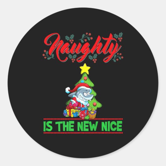 Naughty Is The New Nice Christmas Santa Xmas Premi Runder Aufkleber (Vorderseite)