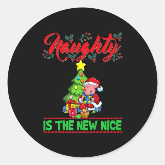 Naughty Is The New Nice Christmas Santa Xmas Premi Runder Aufkleber (Vorderseite)