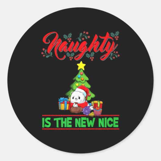 Naughty Is The New Nice Christmas Santa Xmas Premi Runder Aufkleber (Vorderseite)