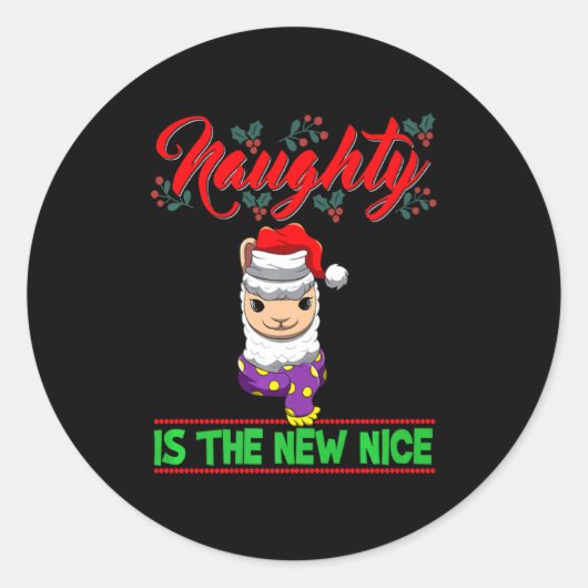 Naughty Is The New Nice Christmas Santa Xmas Premi Runder Aufkleber (Vorderseite)