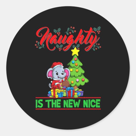 Naughty Is The New Nice Christmas Santa Xmas Premi Runder Aufkleber (Vorderseite)