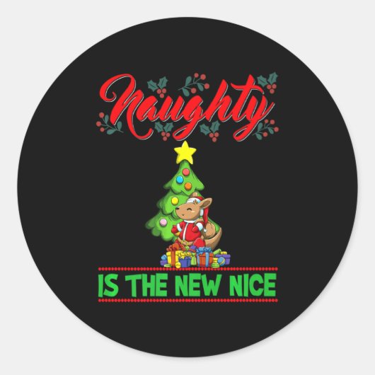 Naughty Is The New Nice Christmas Santa Xmas Premi Runder Aufkleber (Vorderseite)