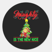 Naughty Is The New Nice Christmas Santa Xmas Premi Runder Aufkleber (Vorderseite)