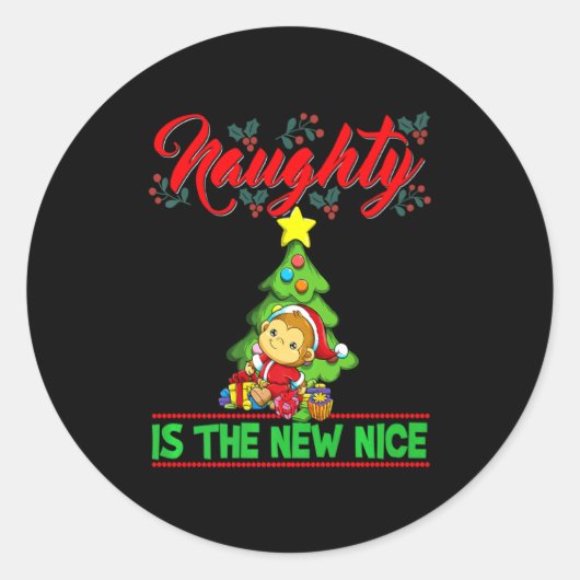 Naughty Is The New Nice Christmas Santa Xmas Premi Runder Aufkleber (Vorderseite)