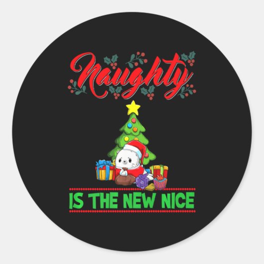 Naughty Is The New Nice Christmas Santa Xmas Premi Runder Aufkleber (Vorderseite)