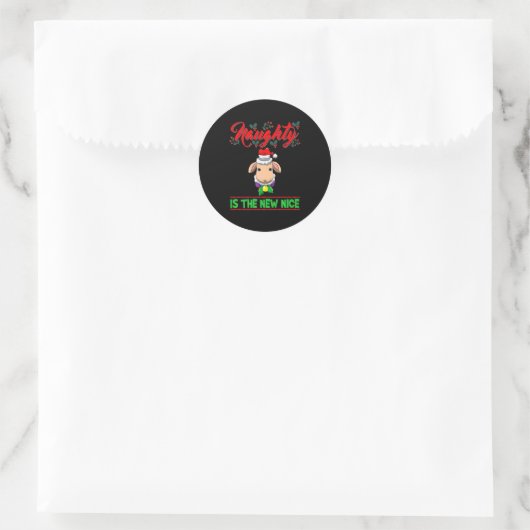 Naughty Is The New Nice Christmas Santa Xmas Premi Runder Aufkleber (Tasche)