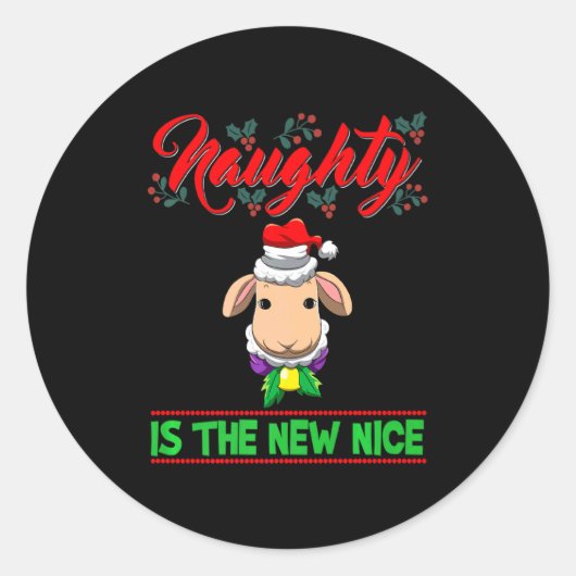 Naughty Is The New Nice Christmas Santa Xmas Premi Runder Aufkleber (Vorderseite)
