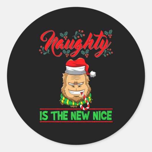 Naughty Is The New Nice Christmas Santa Xmas Premi Runder Aufkleber (Vorderseite)