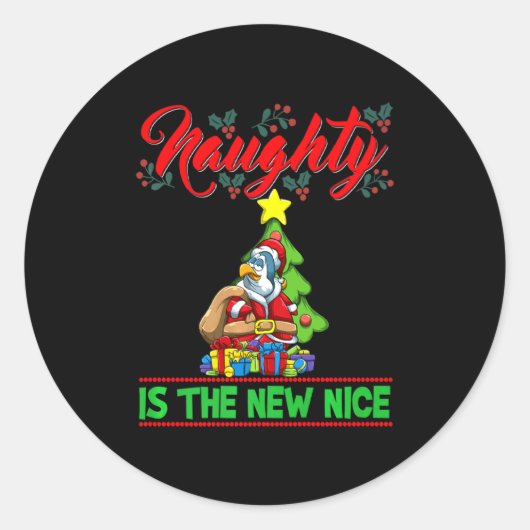 Naughty Is The New Nice Christmas Santa Xmas Premi Runder Aufkleber (Vorderseite)