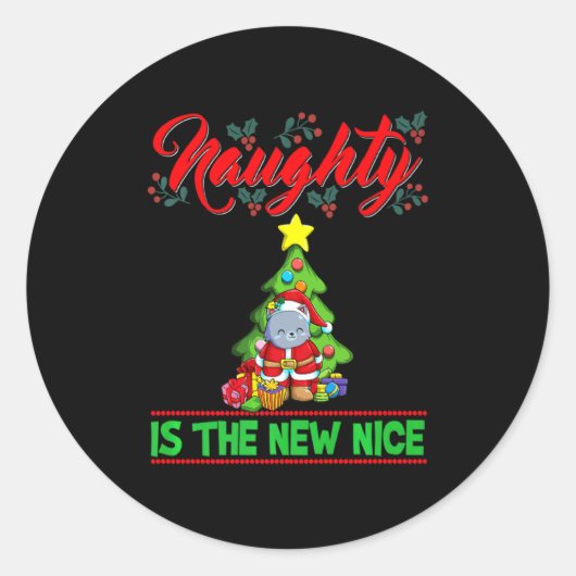 Naughty Is The New Nice Christmas Santa Xmas Premi Runder Aufkleber (Vorderseite)