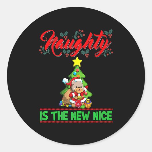 Naughty Is The New Nice Christmas Santa Xmas Premi Runder Aufkleber (Vorderseite)