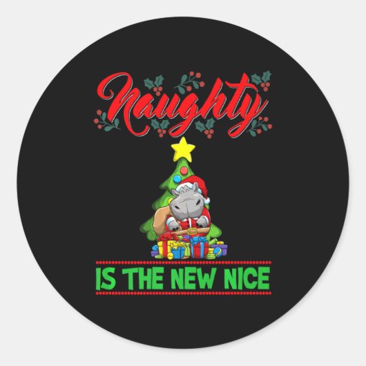 Naughty Is The New Nice Christmas Santa Xmas Premi Runder Aufkleber (Vorderseite)
