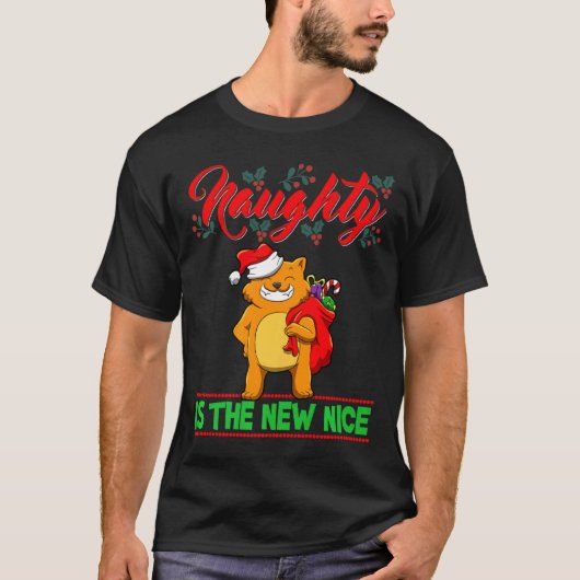 Naughty Is The New Nice Christmas Santa Xmas Premi T-Shirt (Vorderseite)