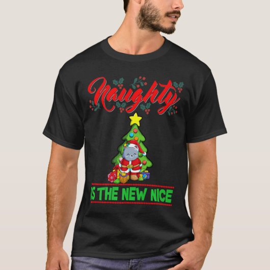 Naughty Is The New Nice Christmas Santa Xmas Premi T-Shirt (Vorderseite)