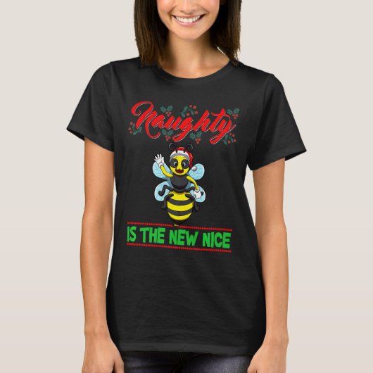Naughty Is The New Nice Christmas Santa Xmas Premi T-Shirt (Vorderseite)