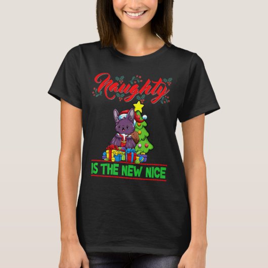 Naughty Is The New Nice Christmas Santa Xmas Premi T-Shirt (Vorderseite)