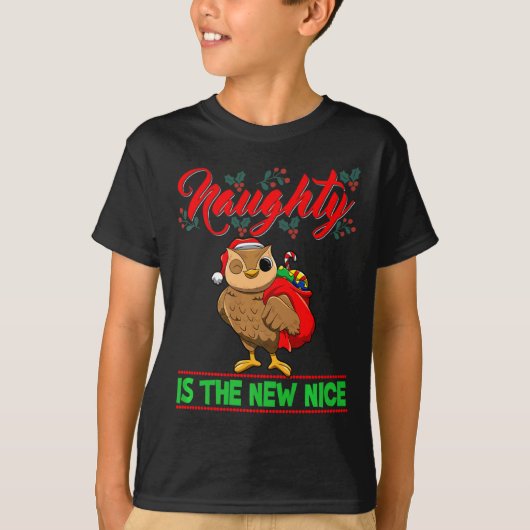 Naughty Is The New Nice Christmas Santa Xmas Premi T-Shirt (Vorderseite)