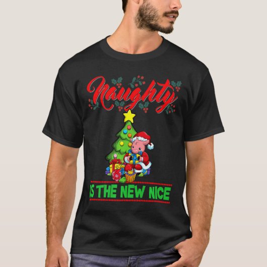 Naughty Is The New Nice Christmas Santa Xmas Premi T-Shirt (Vorderseite)