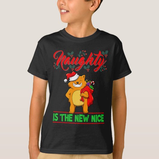 Naughty Is The New Nice Christmas Santa Xmas Premi T-Shirt (Vorderseite)