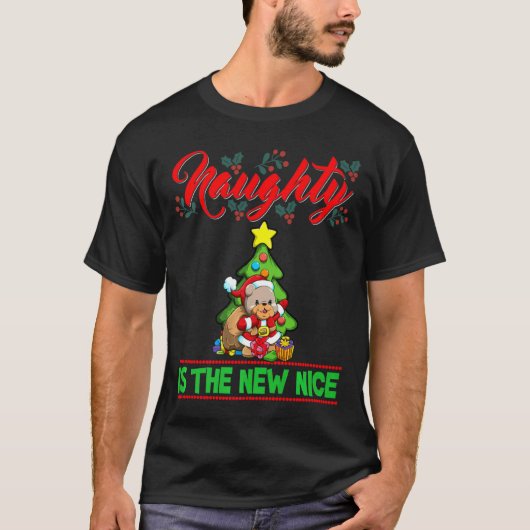 Naughty Is The New Nice Christmas Santa Xmas Premi T-Shirt (Vorderseite)