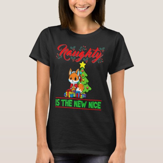 Naughty Is The New Nice Christmas Santa Xmas Premi T-Shirt (Vorderseite)