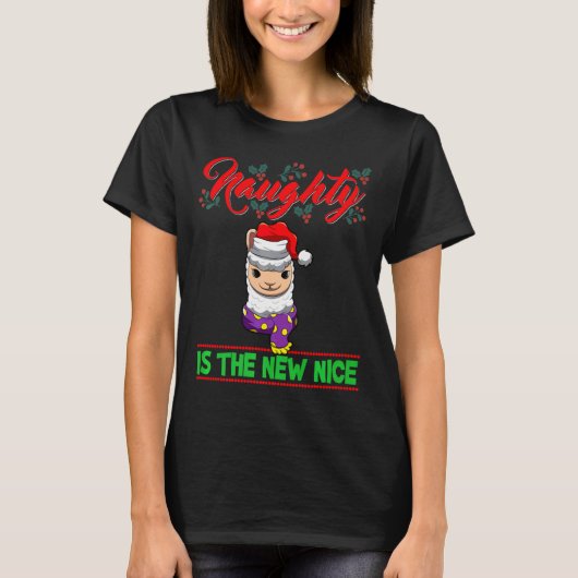 Naughty Is The New Nice Christmas Santa Xmas Premi T-Shirt (Vorderseite)