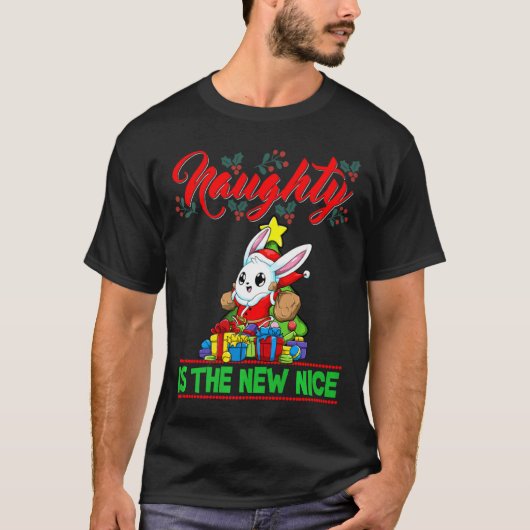 Naughty Is The New Nice Christmas Santa Xmas Premi T-Shirt (Vorderseite)