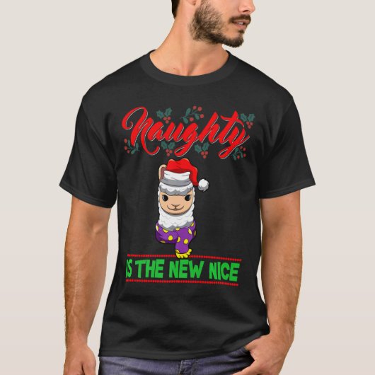 Naughty Is The New Nice Christmas Santa Xmas Premi T-Shirt (Vorderseite)