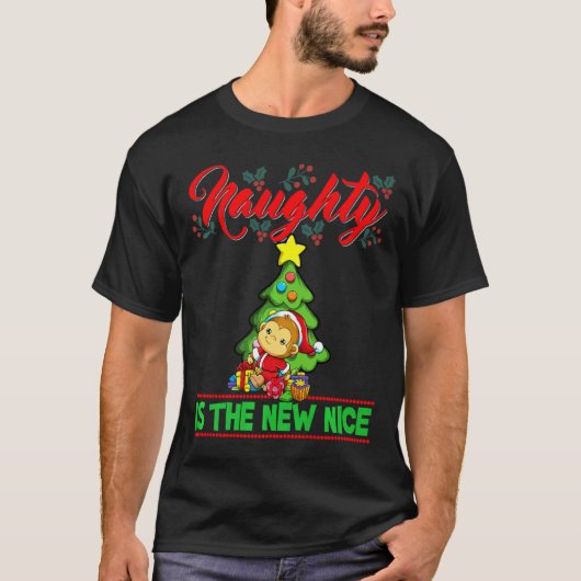 Naughty Is The New Nice Christmas Santa Xmas Premi T-Shirt (Vorderseite)