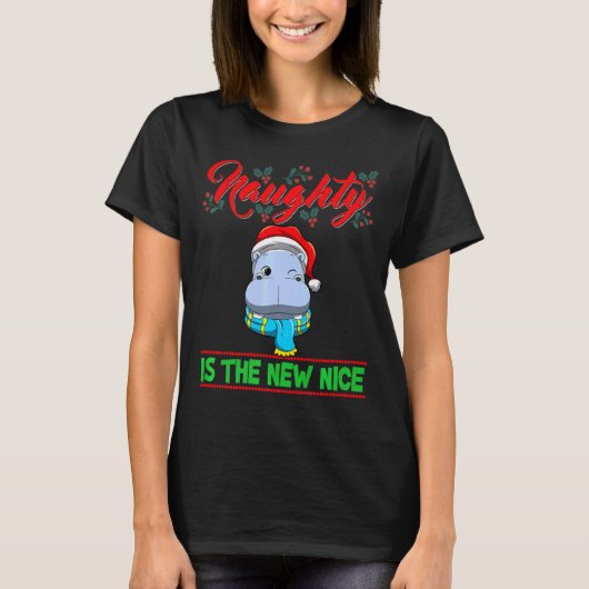Naughty Is The New Nice Christmas Santa Xmas Premi T-Shirt (Vorderseite)