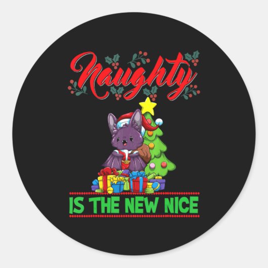 Naughty Is The New Nice Christmas Santa Xmas T Shi Runder Aufkleber (Vorderseite)