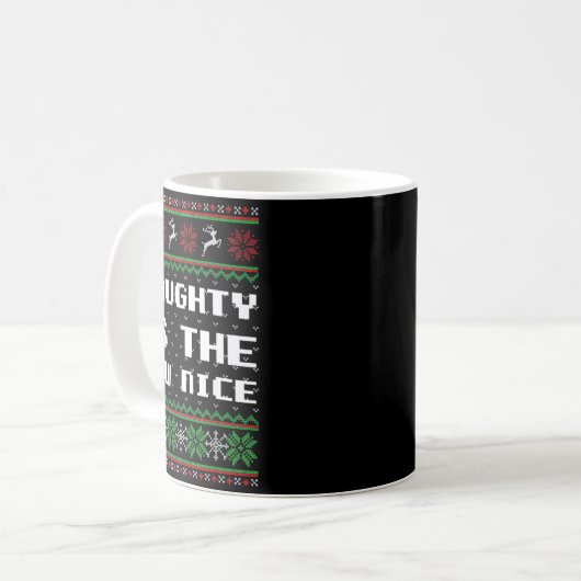 Naughty Is The New Nice Ugly Christmas Sweater Rei Kaffeetasse (Vorderseite Links)