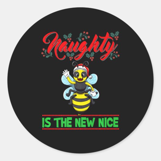 Naughty Is The New Nice Weihnachten Santa Xmas Pre Runder Aufkleber (Vorderseite)